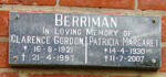 BERRIMAN Clarence Gordon 1921-1997 & Patricia Margaret 1930-2007