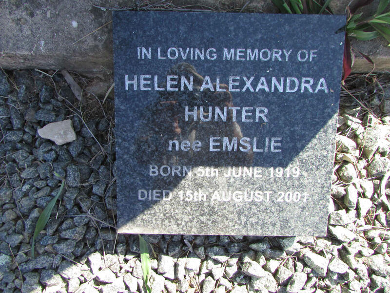 HUNTER Helen Alexandra nee EMSLIE 1919-2001