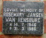 RENSBURG Rosemary, Jansen van 1946-1986