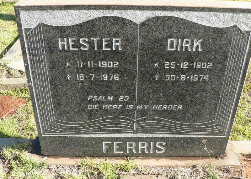 FERRIS Dirk 1902-1974 & Hester 1902-1976