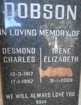 DOBSON Desmond Charles 1917-1992 & Irene Elizabeth ?-2009