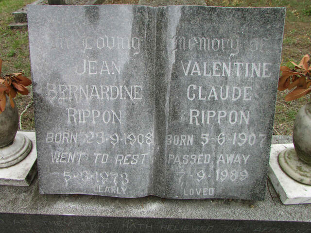 RIPPON Valentine Claude 1907-1989 & Jean Bernardine 1908-1973