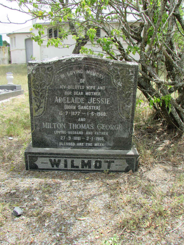 WILMOT Milton Thomas George 1881-1966 & Adelaide Jessie SANGSTER 1877-1960