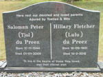 PREEZ Saloman Peter, du 1944-2009 & Hillary Fletcher 1951-2012