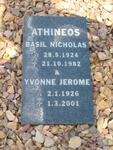 ATHINEOS Basil Nicholas 1924-1982 & Yvonne Jerome 1926-2001