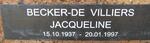 VILLIERS Jacqueline, de, BECKER 1937-1997