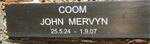 COOM John Mervyn 1924-2007