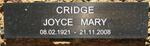 CRIDGE Joyce Mary 1921-2008