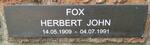 FOX Herbert John 1909-1991