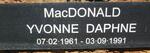 MacDONALD Yvonne Daphne 1961-1991