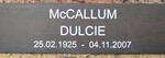 McCALLUM Dulcie 1925-2007