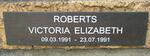 ROBERTS Victoria Elizabeth 1991-1991