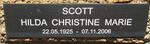 SCOTT Hilda Christine Marie 1925-2006