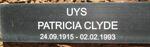 UYS Patricia Clyde 1915-1993