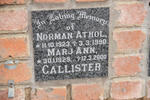 CALLISTER Norman Athol 1923-1990 & Marj Ann 1929-2000