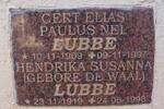 LUBBE Gert Elias Paulus Nel 1909-1997 & Hendrika Susanna DE WAAL 1919-1998