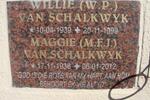 SCHALKWYK W.P., van 1939-1999 & M.E.J. 1936-2012