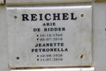 REICHEL Arie De Ridder 1949-2016 & Jeanette Petronella 1926-2016