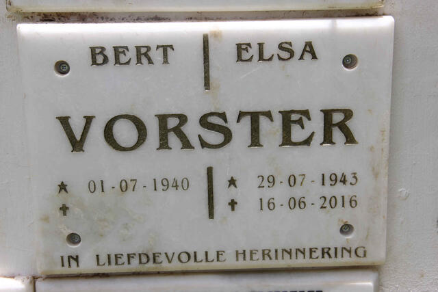 VORSTER Bert 1940- & Elsa 1943-2016