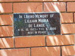 LANGE Lillian Maria, de 1927-2005