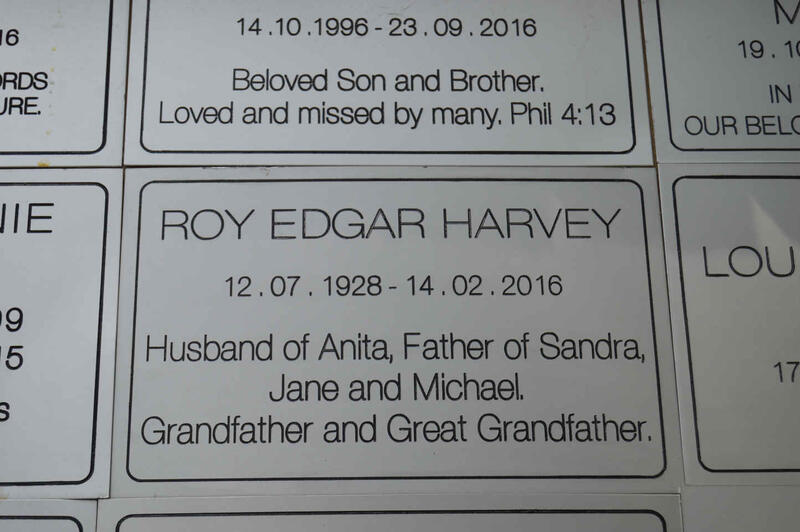 HARVEY Roy Edgar 1928-2016