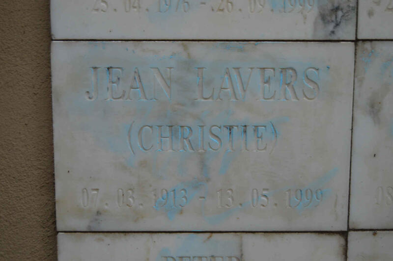 LAVERS Jean nee CHRISTIE 1913-1999