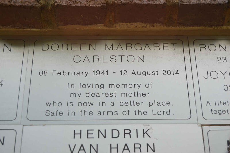 CARLSTON Doreen Margaret 1941-2014