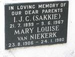 NIEKERK I.J.C., van 1899-1967 & Mary Louise 1906-1980