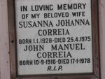 CORREIA John Manuel 1916-1978 & Susanna Johanna 1928-1975