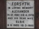 FORSYTH Alexander 1901-1978 & Elsie 1905-1985