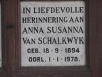 SCHALKWYK Anna Susanna, van 1894-1978