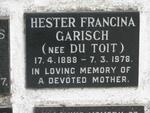 GARISCH Hester Francina nee DU TOIT 1888-1978