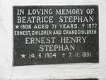 STEPHAN Ernest Henry 1904-1991 & Beatrice 1906-1977