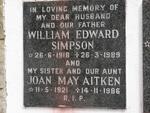 SIMPSON William Edward 1918-1989 :: AITKEN Joan May 1921-1986