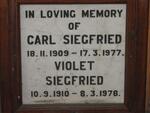 SIEGFRIED Carl 1909-1977 & Violet 1910-1978