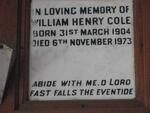 COLE William Henry 1904-1973