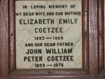 COETZEE John William Peter 1893-1976 & Elizabeth Emily 1893-1969