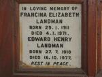 LANDMAN Edward Henry 1910-1977 & Francina Elizabeth 1911-1971