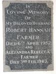 FARMER Robert Hannah -1952 & Alexandra Rebecca -1963