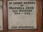 NIEKERK Maxwell John, van 1892-1966