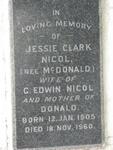 NICOL Jessie Clark nee McDONALD 1905-1960