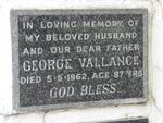 VALLANCE George -1962