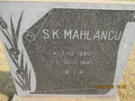MAHLANGU S.K. 1886-1941