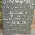 BLERK Elizabeth Johanna Margaretha, van voorheen LOUW nee OOSTHUIZEN 1898-1985