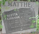 MATTHEE Aletta Johanna 1913-1984