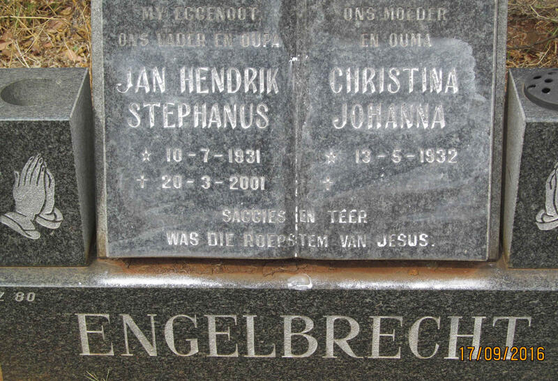ENGELBRECHT Jan Hendrik Stephanus 1931-2001 & Christina Johanna 1932-