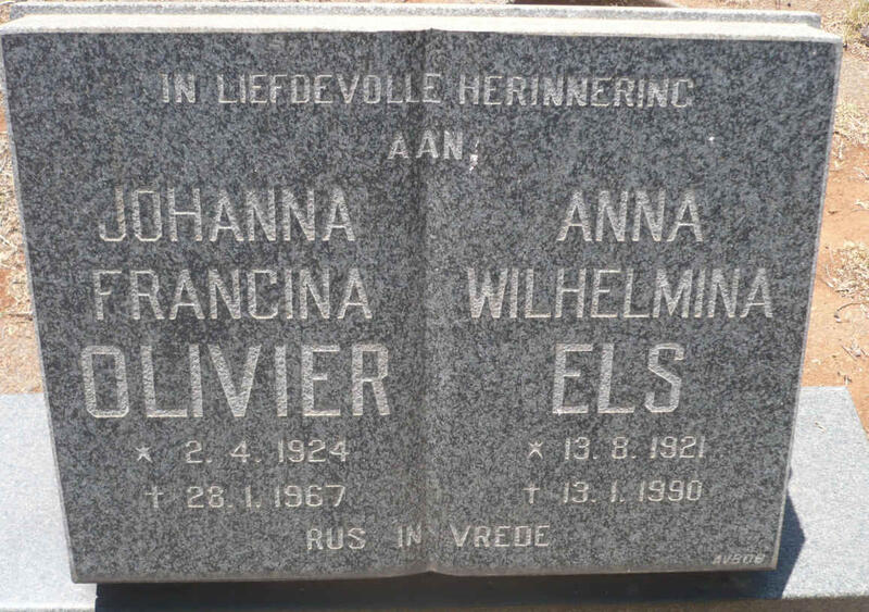 ELS Anna Wilhelmina 1921-1990 :: OLIVIER Johanna Francina 1924-1967