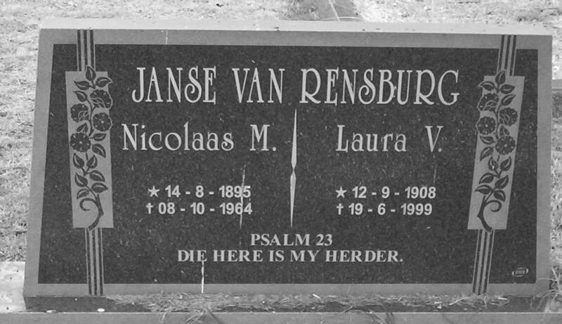 RENSBURG Nicolaas M., Janse van 1895-1964 & Laura V. 1908-1999