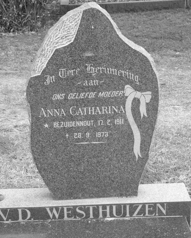 WESTHUIZEN Anna Catharina, v.d. nee BEZUIDENHOUT 1911-1973
