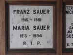 SAUER Franz 1915-1981 & Maria 1915-1994